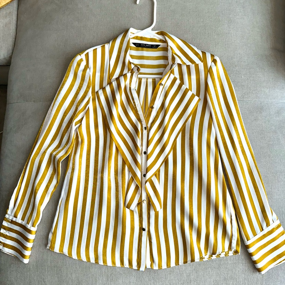 Zara stripped padded satin top